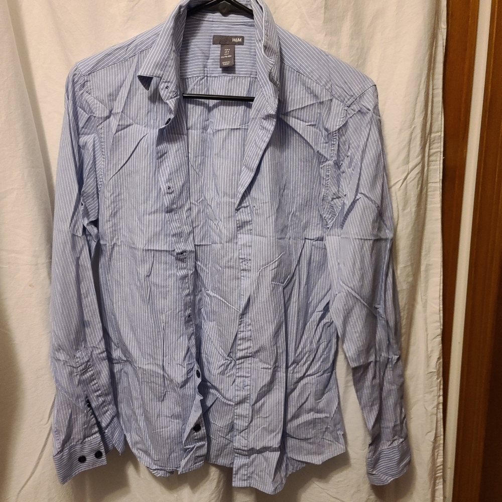 Vertical striped long sleeve button down
